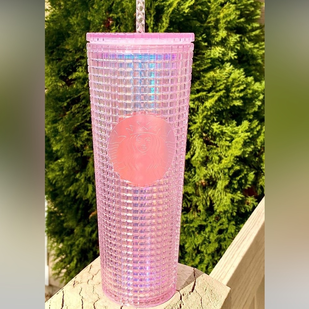 STARBUCKS Plastic Cold Cup Pink Grid Dichroic VENTI (24 oz) Acrylic Tumbler 2020